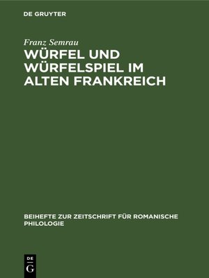 cover image of Würfel und Würfelspiel im alten Frankreich
